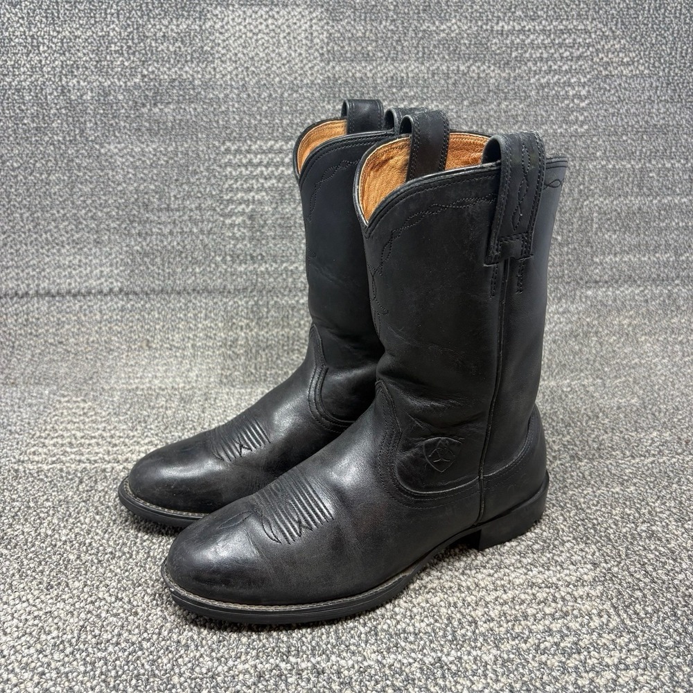 Ariat Womens Heritage Roper Black Leather Pull-On Cowgirl Western Boots Size 5.5